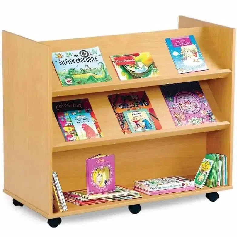Monarch Double Sided Library Unit with 2 Angled and 1 Horizonal Shelf-Monarch Double Sided Library Unit with 2 Angled and 1 Horizonal Shelf