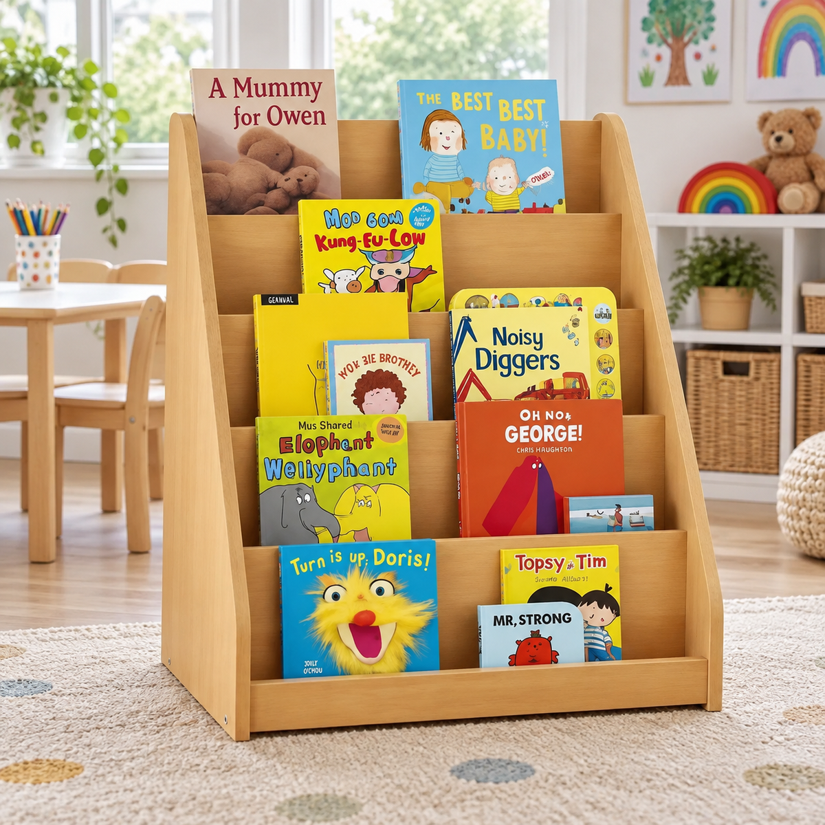 Monarch Library Unit With 5 Tiered Fixed Shelves in a bright early years classroom