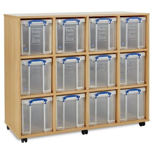 Monarch Really Useful 12 x 24L Storage Unit, The Monarch Really Useful Combination Storage Unit is a versatile solution for efficient organization and storage. This Monarch Really Useful 12 x 24L Storage Unit includes 12 clear 24L Really Useful storage boxes, providing ample space for all your storage needs. It comes fully assembled and features a sleek Beech finish, making it an attractive addition to any early years or school setting. Key Features of the Monarch Really Useful 12 x 24L Storage Unit: Ample 