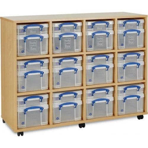 Monarch Really Useful 12 X 4L AND 12 X 9L Storage Unit, Introducing the Monarch Really Useful Combination Storage Unit, the ultimate solution for all your storage needs. This versatile unit comes fully assembled and finished in a sleek Beech design, adding a touch of sophistication to any classroom or office setting. With its generous dimensions of 1320mmW x 425mmD x 1096mmH, this storage unit offers ample space to keep your belongings organized and easily accessible. The unit includes 12 x 4L and 12 x 9L c