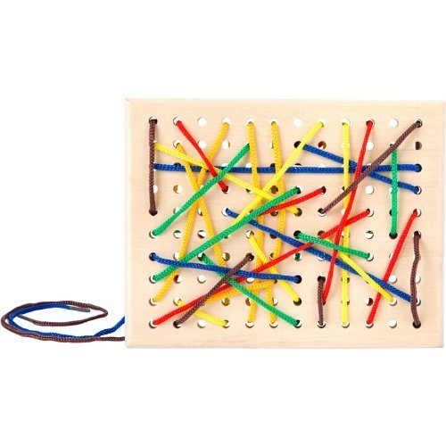 Montessori Threading Board, Ignite a world of creativity and learning with our meticulously designed Wooden Threading Board accompanied by vibrant coloured laces. This multi-sensory tool not only indulges little ones in hours of immersive play but is also strategically designed to foster their fine motor skills. Dimensions: Approximately 17 x 13 x 1.5 cm Features: High-Quality Material: Crafted from sturdy and child-friendly materials ensuring it is safe for young learners to explore through touch, grip, an