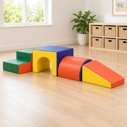 Mountain Slide & Tunnel Soft Play Set in natural early-years setting 7