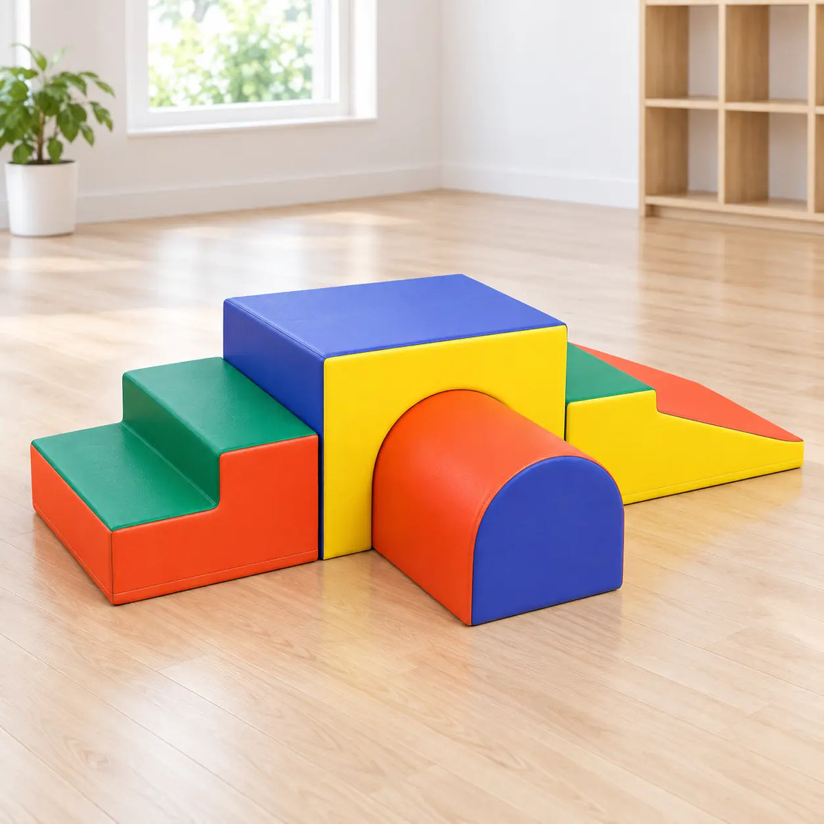 Mountain Slide & Tunnel Soft Play Set in natural early-years setting 8