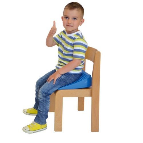 Move and Sit Seat Wedge, The Movin’ Sit Jr Wedge is designed for children and works perfectly for chairs in a classroom or even a dinning table, or just for those moments of quite time on the floor. The Move and Sit Seat Wedge simulates the effect of motion of a therapy ball on a chair making this a unique sensory idea. The Move and Sit Seat Wedge stimulates correct anatomical seating and combines sitting on a ball & wedge in one seat. It features a comfortable bumpy surface and the air is circulated under 