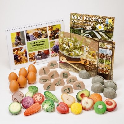 Mud Kitchen Collection, The Mud Kitchen Collection offers a comprehensive range of resources designed to make mud kitchen play both educational and fun for children aged 3 and above. This set includes a variety of activity cards, sensory play stones, and other items to enrich your mud kitchen space, making it a fantastic addition to preschools, kindergartens, or home settings. Here's a breakdown of what's included and the benefits: Contents: Mud Kitchen Activity Cards: These cards provide engaging, step-by-