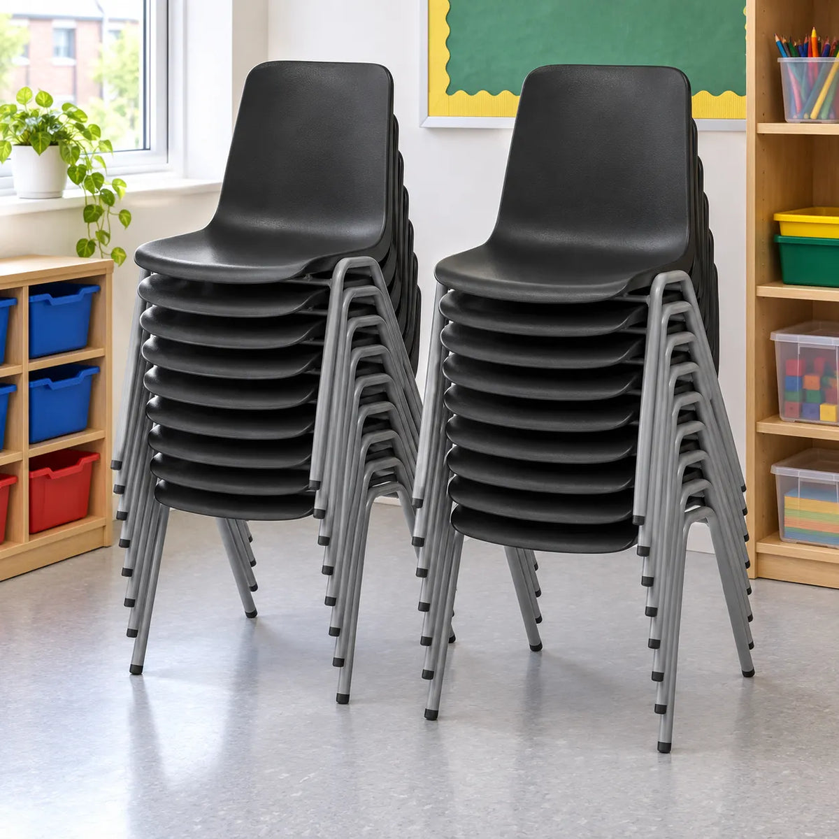 MX70 Stacking Chair Set of 20 in a bright UK classroom – lifestyle image 5
