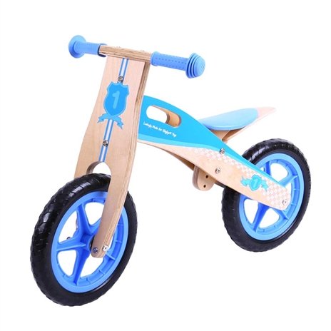 My First Balance Bike Blue, This wooden Balance Bike is a great way for youngsters to start a journey towards full two-wheeled mobility! The Balance Bike Blue features a padded, adjustable seat, long lasting solid tyres and easy to grip handle bars. Just push forwards and go! An excellent way to improve balance whilst further developing hand/eye co-ordination. My First Balance Bike (Blue) product features: Wooden balance bike with blue detailing No pedals needed - just push forwards and go An ideal way to i