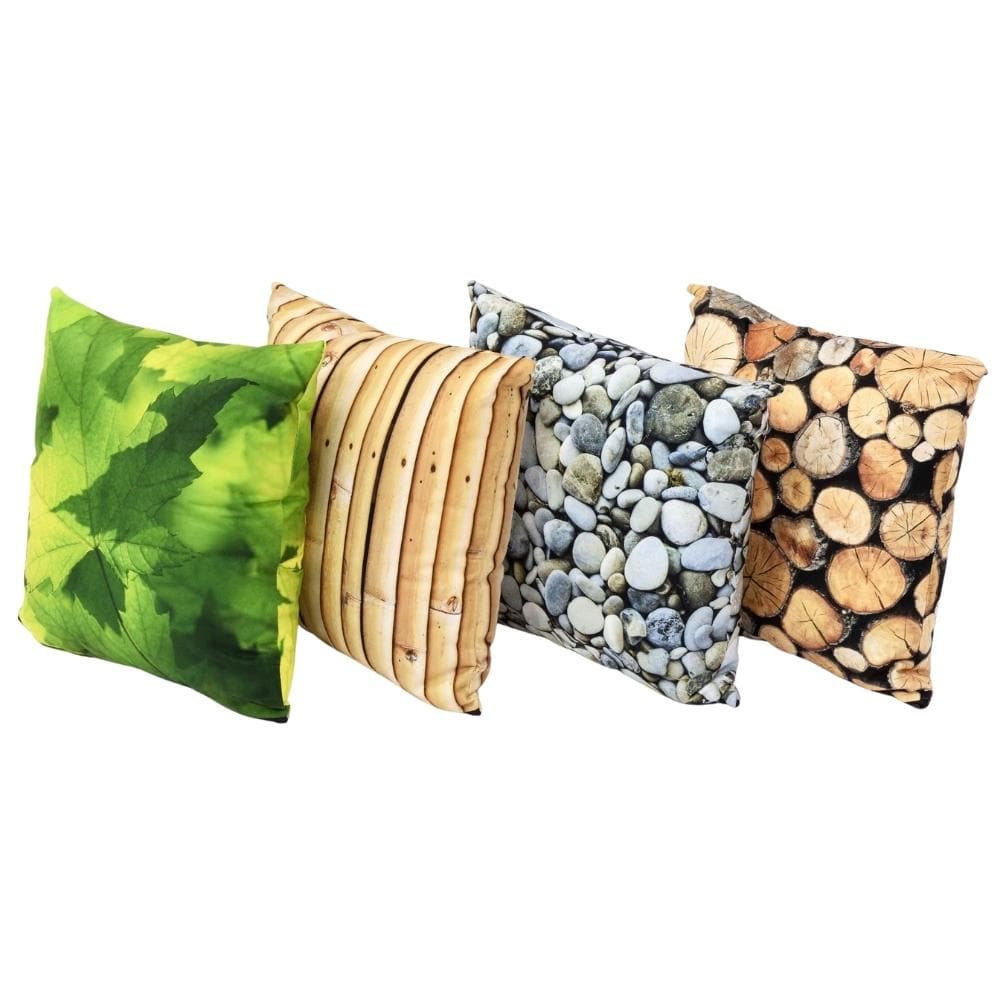 Natural Cushion Set Of 4, A lovely set of Nature themed cushions. The Natural Cushion Set Of 4 offer a practical solution for brightening up your cosy areas, reading corners or sofas. Introduce Curiosity learning to your setting with some staple items, this set of 4 cushions can be added to an existing quiet corner that can be transformed in to a natural area with a natural coloured Tufty rug or Playmat. Each Natural Cushion Set contains 4 cushions 40 x 40cm . Covers are removable for washing. ., Natural Cu