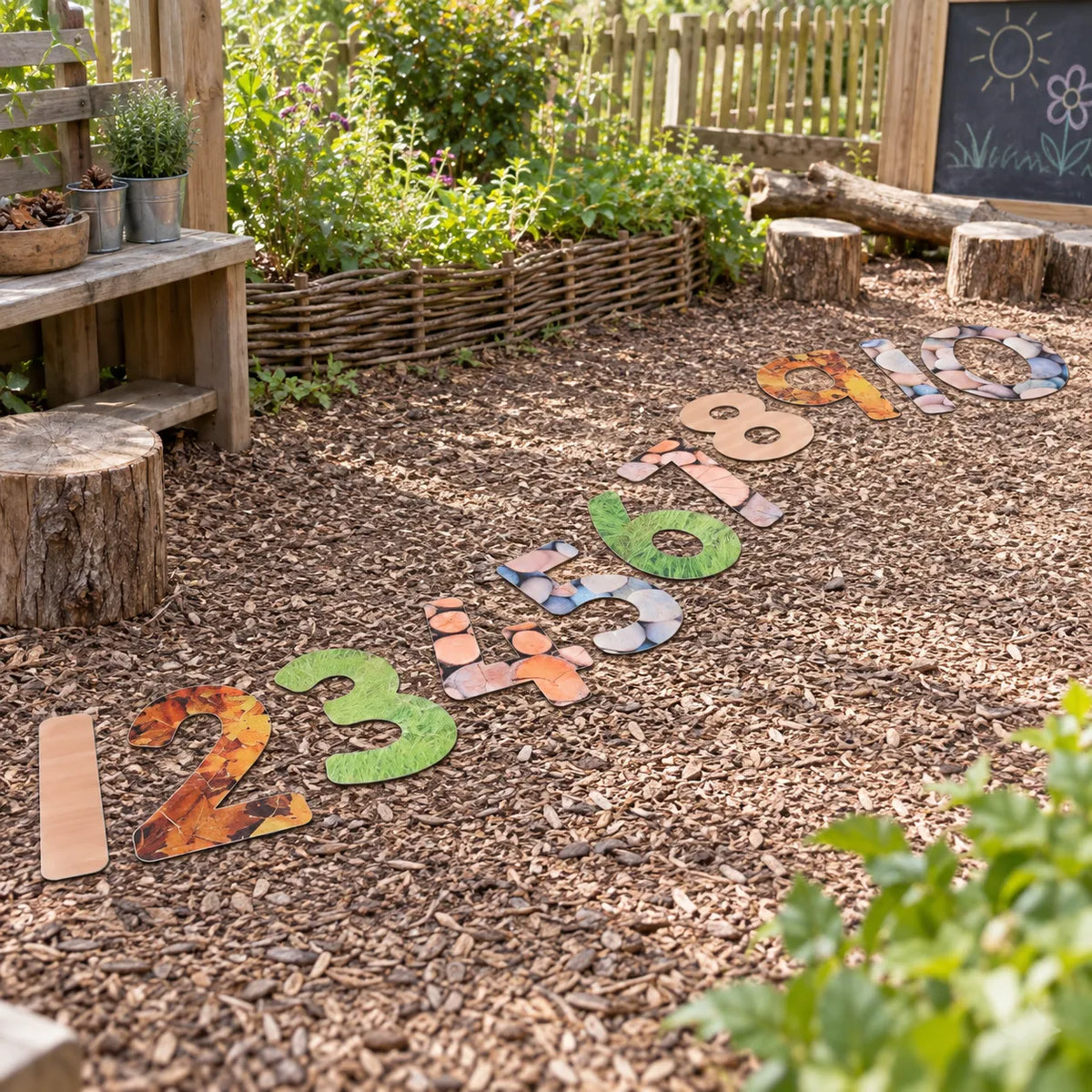 Natural Numbers in an early years outdoor play setting 7 of 8 — without children