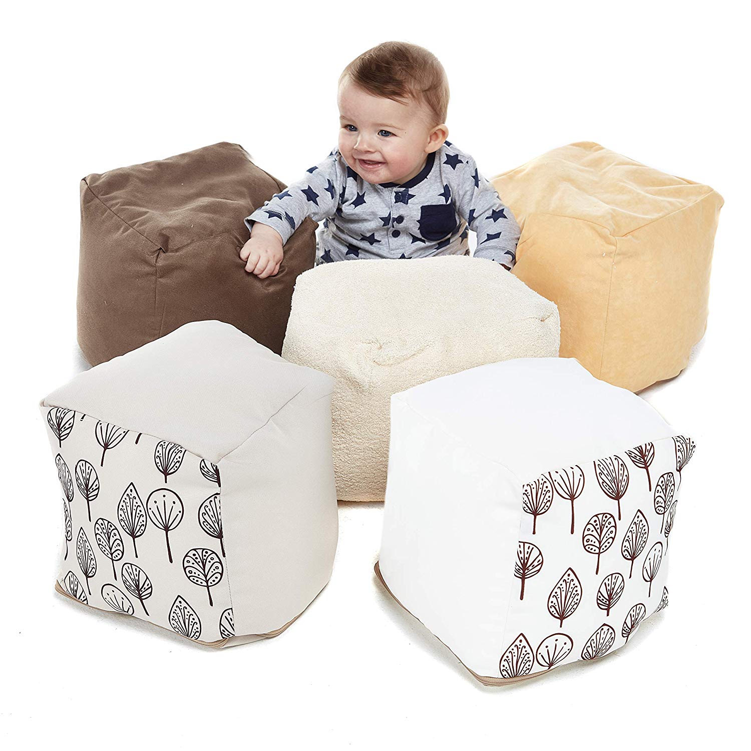Natural Sensory Cubes 5 Pack, Each Natural sensory cube is different creating a tactile exploration area that babies and young children will love, the Natural sensory cubes are a unique and stylish addition to any early years setting. The Natural Sensory Cubes are a set of 5 small cubes designed for babies and small children. In a range of natural fabrics they are perfect for sensory activities. Great fun for patting, squashing and rolling. Set includes 5 Sensory Cubes. Suitable from Birth, Natural Sensory 
