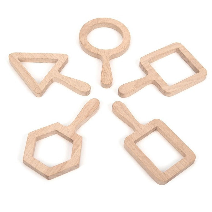 Natural Shape Viewers Set of 5, This enticing Natural Shape Viewers Set of 5 beech wood viewers will inspire children to explore their environment with new enthusiasm and focus. Encourage children to use the Natural Shape Viewers Set of 5 around the setting to find items of a similar shape or to focus attention on things they choose to investigate. The Natural Shape Viewers Set of 5 are designed to frame a particular item or area in the natural world and will enable children to really look at the detail. Ho
