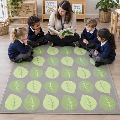 Natural World Leaf Placement Carpet in an early years classroom setting 4 of 8 — with children