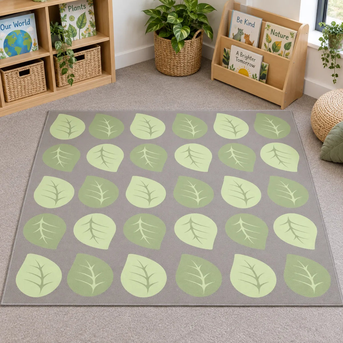 Natural World Leaf Placement Carpet in an early years classroom setting 8 of 8 — without children