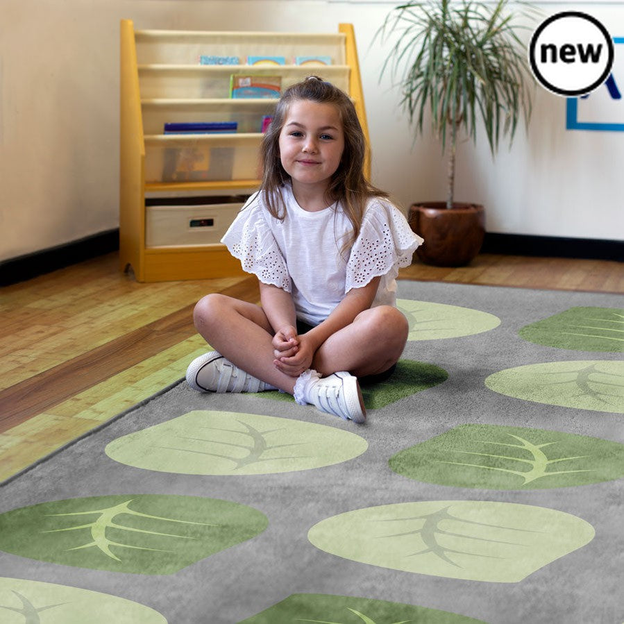 Natural World Leaf Placement Carpet, Neutral placement carpet that is perfect for creating a calm atmosphere in the classroom, as well as promoting quiet time and child wellbeing Features 30 placement spots. Distinctive and brightly coloured, child friendly designs Designed to encourage learning through interaction and play Crease resistant with unique Rhombus™ anti-skid Dura-Latex™ safety backing Abrasion resistant, laboratory rub tested to heavy duty standards Tightly bound edges to prevent fraying Nylon 