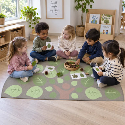 Natural World Semi Circle Placement Carpet — lifestyle 4 of 8, shown in use with children