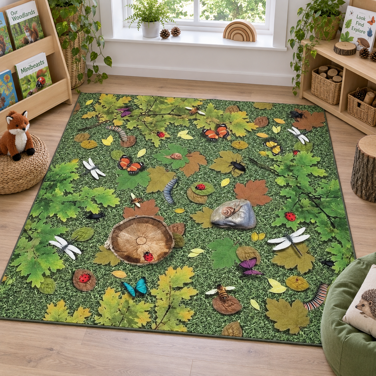Natural World Woodland and Minibeasts Double Sided Carpet — lifestyle 6 of 8, shown without children