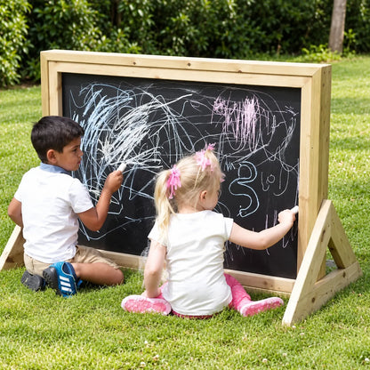 Nature Outdoor Freestanding Chalkboard in a bright nursery garden