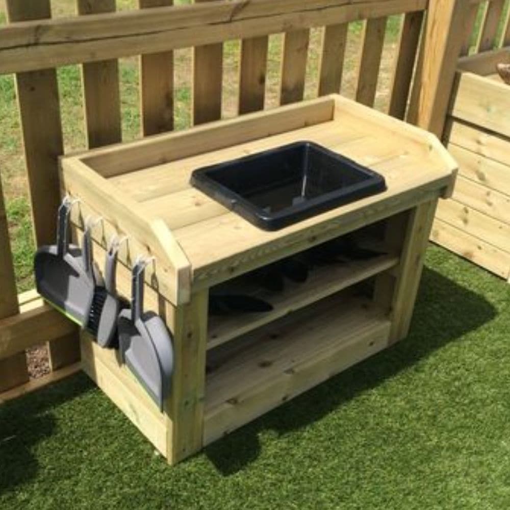 Nature Outdoor Mud Sink, Let’s get messy! The Outdoor Mud Sink will fulfil a child's messy ambitions. Children love to get hands on with the Mud Sink and this allows them to do just that. The Outdoor Mud Sink is easy to manoeuvre, this can be placed easily into a schools messy or construction area or fit nicely in any garden. The great thing about a mud kitchen is that it will develop with your children. It has so much potential it will be an all season asset for your outdoor space. Each piece of this fabul
