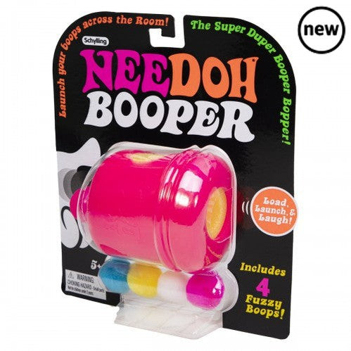 Needoh Booper, Launch your boops across the room with The Super Duper Booper Bopper! Each Booper launcher comes with 4 soft fuzzy boops, load them all up and let them fly! Load up to 3 boops into the booper at once, gently pull back the booper tail, let go of the tail to launch each boop one at a time! 4 Assorted colours Each set include 4 fuzzy boops Comes packaged in a blister card Ages: 5+ Our Nee Doh Booper makes a great gift and is perfect for schools, party favours, those with additional needs, an add