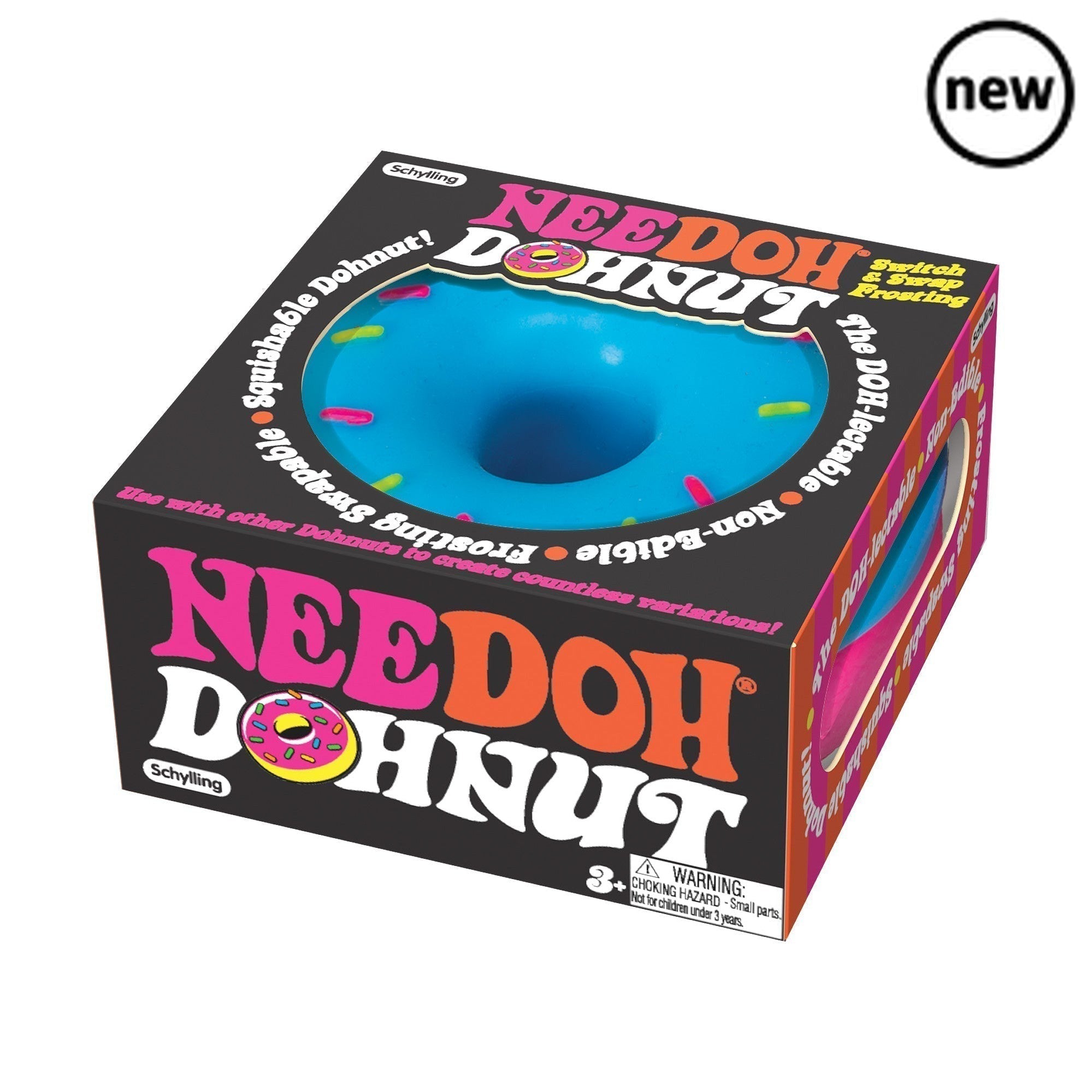 NeeDoh Donut, We ‘donut’ believe how cute this fidget toy is! NeeDoh Dohnuts are super sweet stress balls that almost looks good enough to eat (please note they are not edible). Comes in assorted colours (picked at random). Filled with a non-toxic dough material, squeeze stresses away. With swappable frosting, customise your Dohnut to make fun combinations. Squish it, stretch it and squash it for lots of NeeDoh ball fun. NeeDoh Donuts are great fidget toys, particularly appropriate for those with ADD, ADHD,