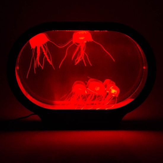 Neon Jellyfish Oval Tank Mood Light, The Neon Jellyfish Oval Tank Mood Light is an opportunity to enjoy the aesthetics and the tranquillity that an aquarium brings to the home, without the mess and the fuss of caring for living animals. No feeding or cleaning needed! These Jellyfish look after themselves, whilst you simply just sit back and enjoy viewing them. The Neon Jellyfish Oval Tank Mood Light is made from high level acrylic material. The Neon Jellyfish Oval Tank Mood Light is a beautifully hypnotic m