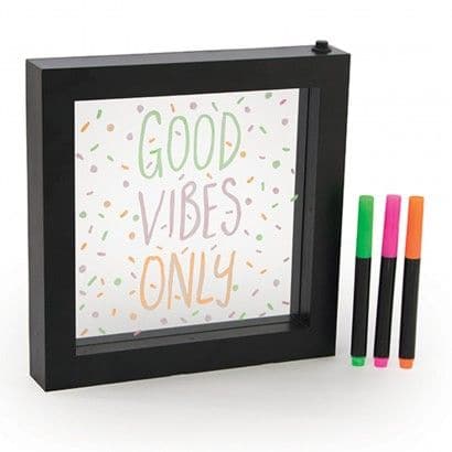 Neon Message Writing Board, Help develop your child's creativity with this wonderful, innovative sensory toy set. The LED drawing board is a fascinating new development in children's entertainment, that will provide your kids with boosted enthusiasm as they attempt to create amazing colourful works of art. Create your own glowing messages on the glass of this light up neon effect frame. The 23cm square frame is made from plastic and features a central glass panel for writing your messages. Use the bright, v