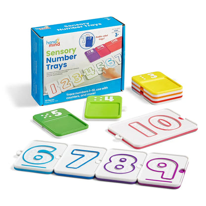 Sensory Number Trays complete ten-piece set with packaging