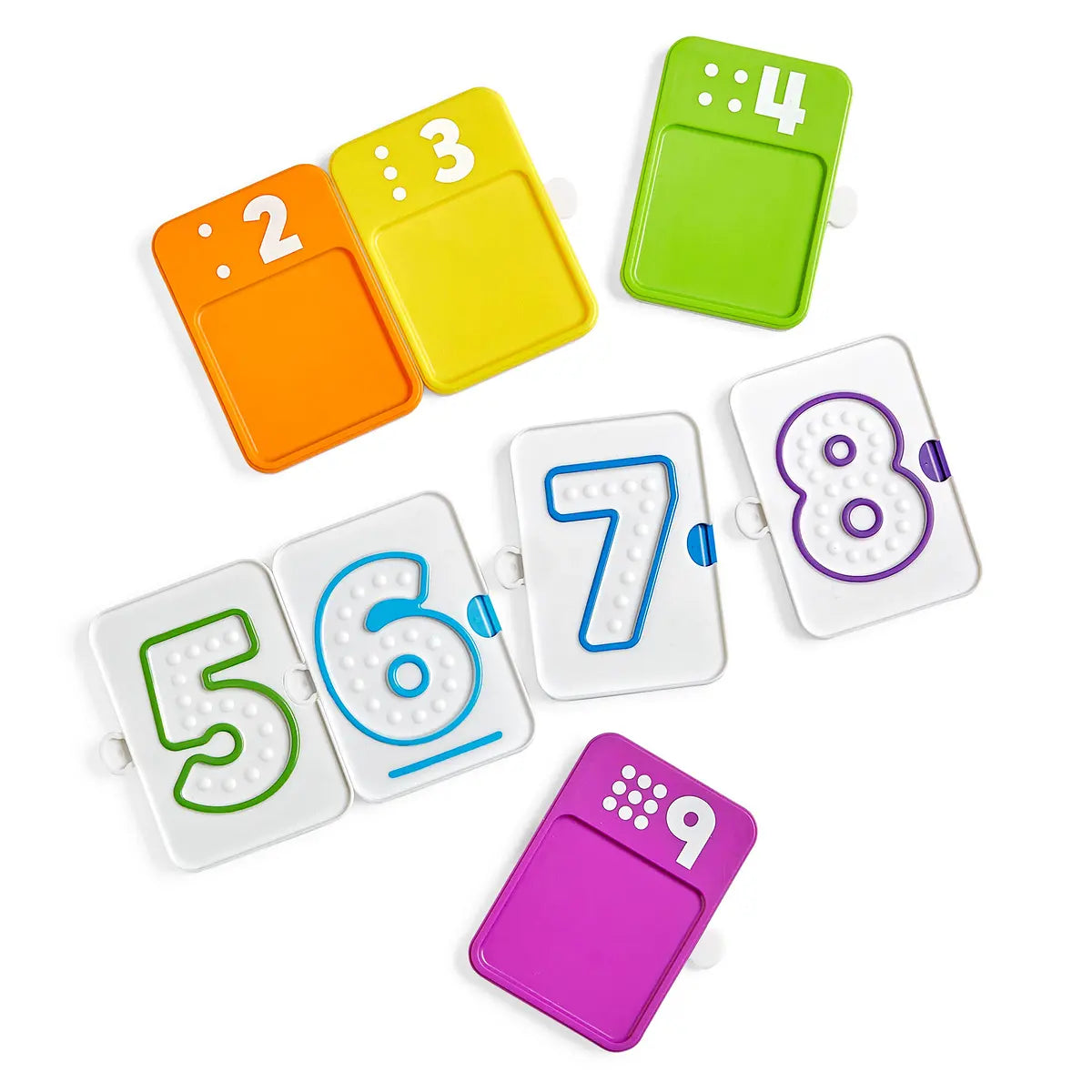 Sensory Number Trays showing colourful counting and tracing sides