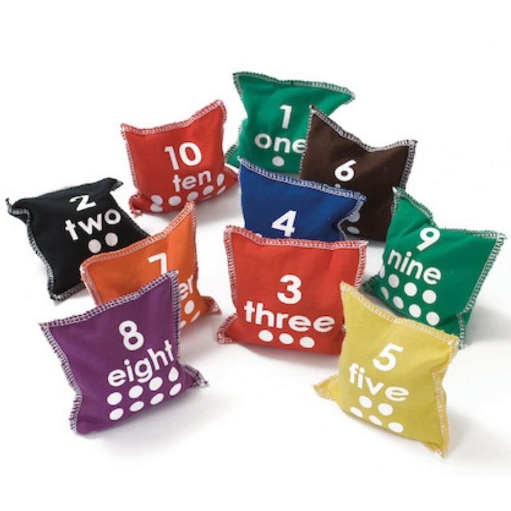 Number & Dot Bean Bags Pk10, Numbered Bean Bags come in a set of 10 bright colours that are numbered and dotted visually stimulating the user. The Number & Dot Bean Bags Pk10 are great for throwing and catching games but most of all they are perfect for number games. These educational Number & Dot Bean Bags will develop fine motor skills as you master the grasping, gripping and throwing technique. Play the Number & Dot Bean Bags game with others to develop social skills and create number games. Number & Dot