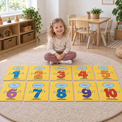 Child with Number Placement Mats