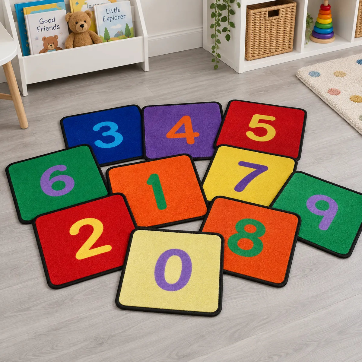 Number Squares Learning Mats – complete 0 to 9 set fanned on the floor