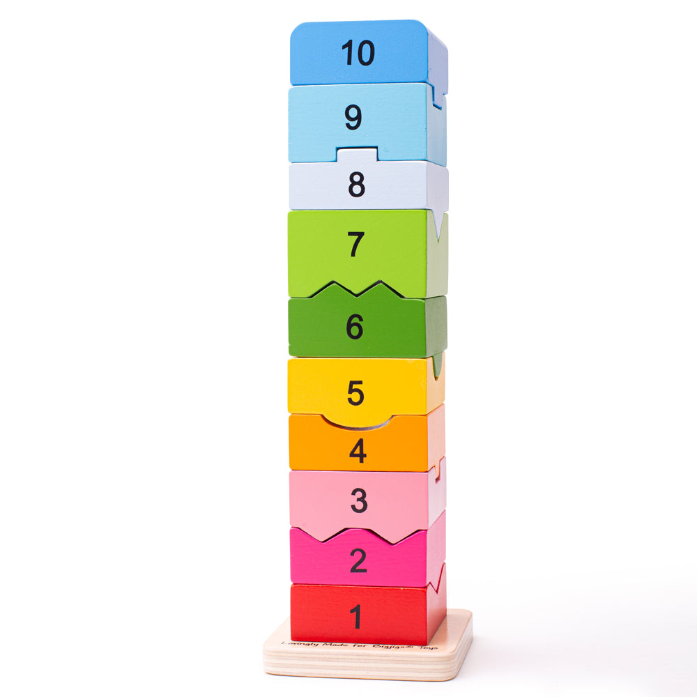 Number Tower, Our rainbow coloured Number Toy Tower is a fun way to get youngsters engaged and excited about learning to count! Children can also build up their confidence with their numeracy and colour skills too. Kids can practise both number recognition and learn to count from 1 to 10 as they fit each wooden piece next to its individually-shaped numerical neighbour. Made from high quality, responsibly sourced materials and coated in non-toxic, child-friendly paints and lacquers. For added peace of mind, 