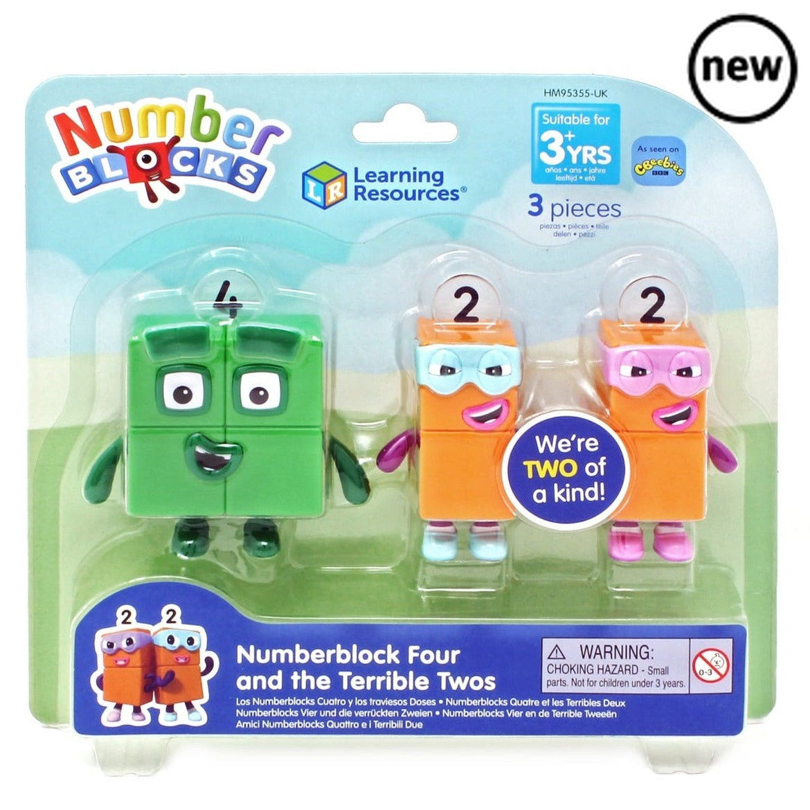 Numberblock Four and the Terrible Twos, See the mischievous Numberblocks Terrible Twos and their friend Four come to life in your child’s hands and imagination with these adorable Numberblocks collectible figures. The figures have the true-to-character features children know and love from the hit CBeebies TV series, moving arms for posing and dynamic play, and can stand for display. These figures are full of personality and perfect for children to create their own Numberblocks adventures in Numberland. The 