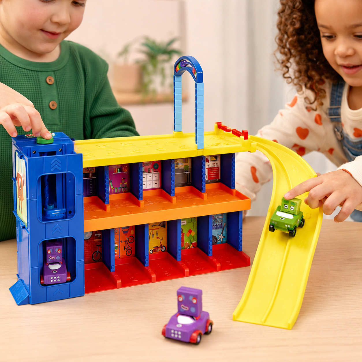 Numberblocks Counting Car Garage close-up ramp play