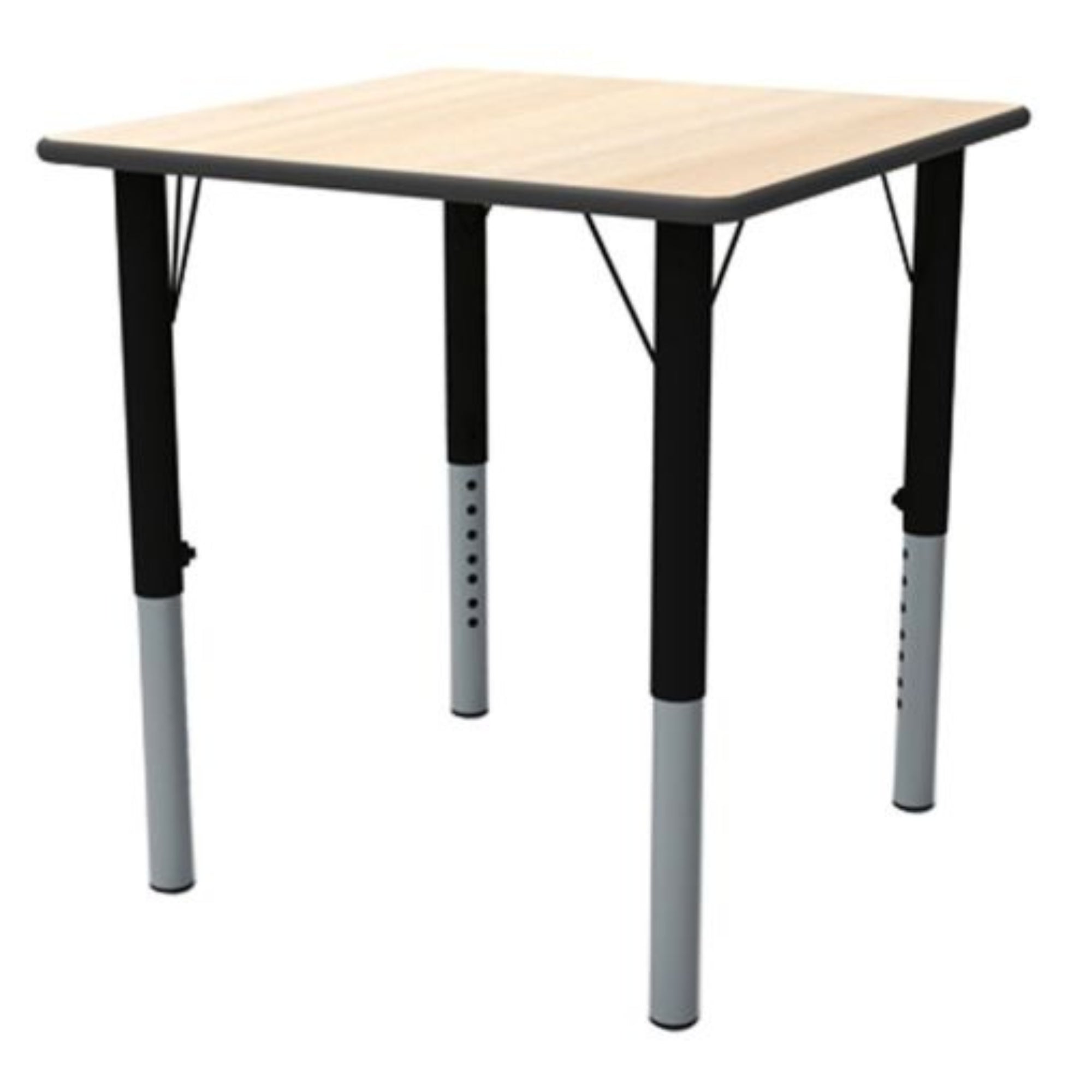 Nursery Height Adjustable Square Classroom Table, The Nursery Height Adjustable Square Classroom Table is the perfect addition to any educational environment. It allows for desks to be easily adjusted to the ideal height for each age group, ensuring a comfortable and ergonomic workspace. This table is proudly manufactured in the UK, using high-quality materials that are built to last. The 25mm thick MFC top with PVC edge is both hard-wearing and durable, while the rounded corners ensure safety. The steel po