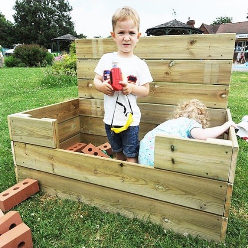 Outdoor Construction Box, Encourage imaginative play with the Construction Box’s unique tall backboard and open design. Without a base and a light frame, the Construction Box is easily moved by two people. Create your own builders yard, and when not in use you can use it to tidy all of the play equipment away in to one neat area. Ideal for pretend tools, building blocks and rubber bricks. Let them put on their construction hats and go to work! Dimensions (LxWxH): 1200x750x850mm Weight: 28KG, Outdoor Constru