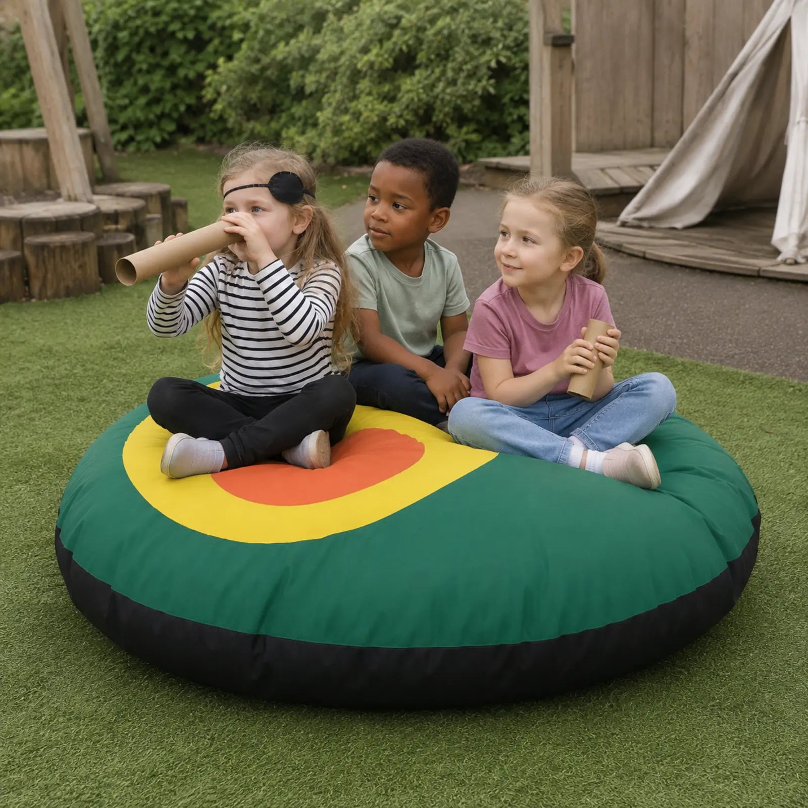 Outdoor Giant Flop Pod in natural nursery garden play setting 3