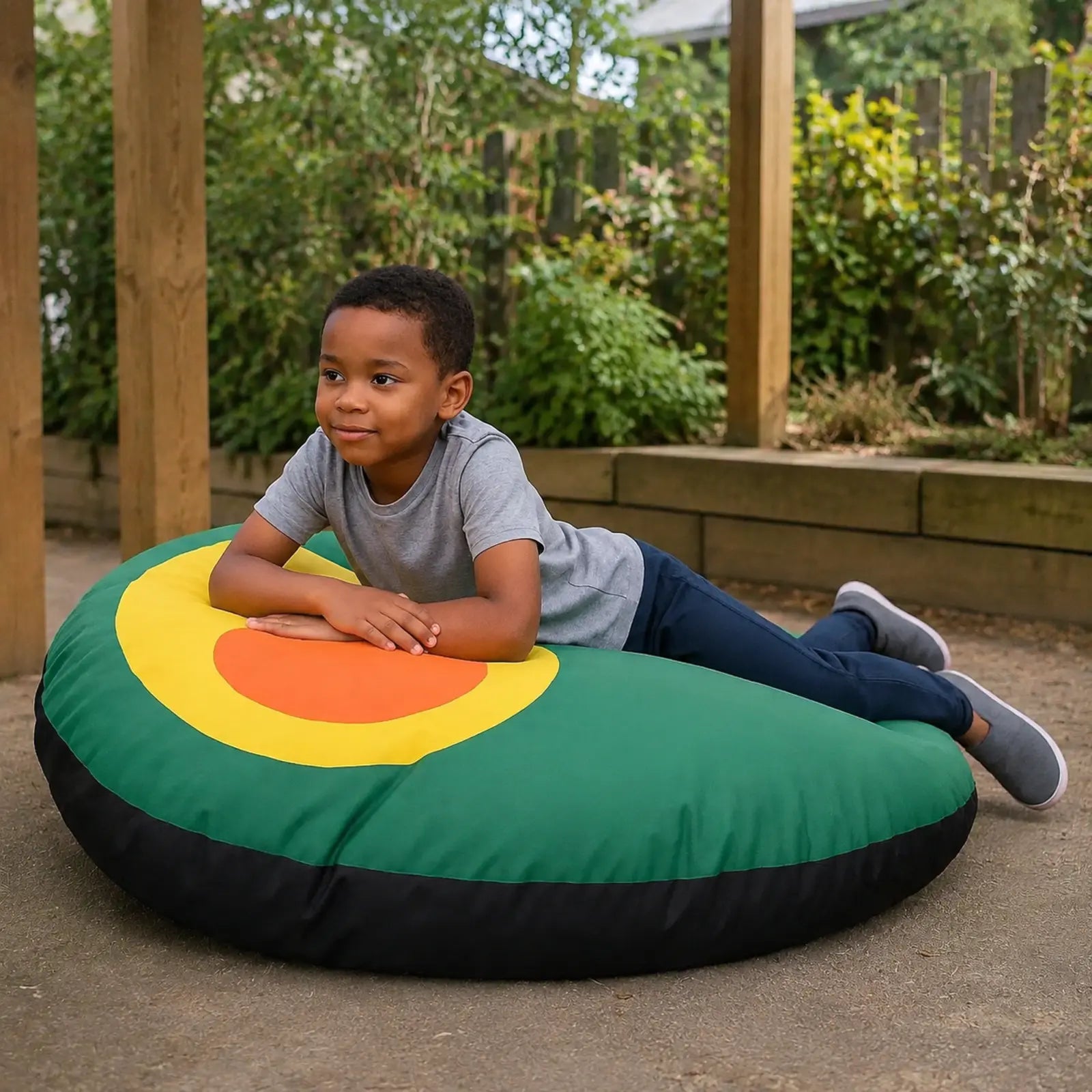 Outdoor Giant Flop Pod in natural nursery garden play setting 4