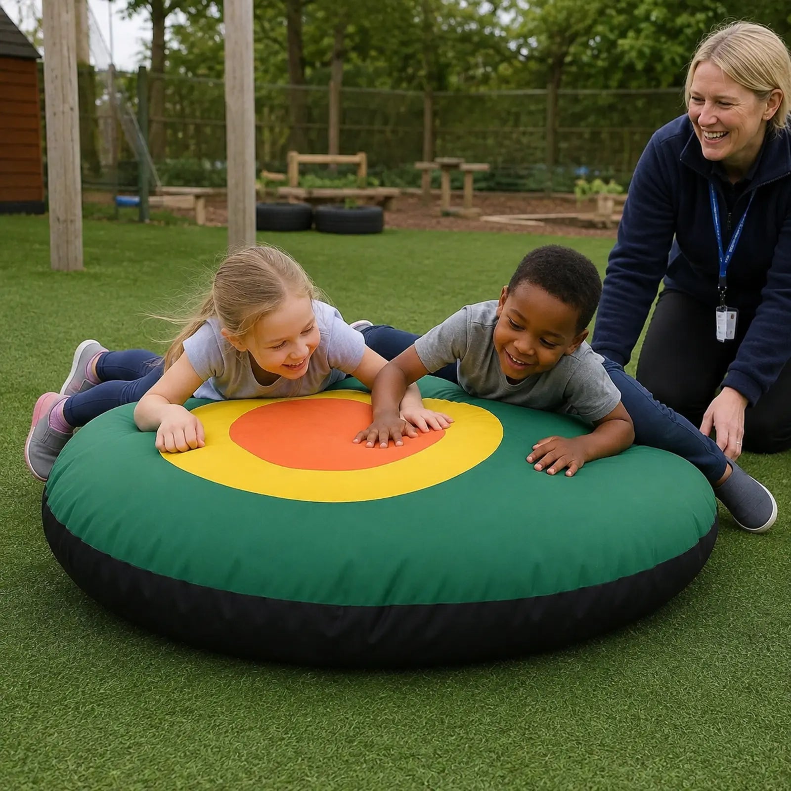 Outdoor Giant Flop Pod in natural nursery garden play setting 5