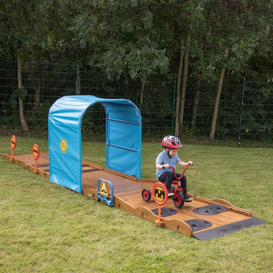 Outdoor Trike Obstacle Course, Embark on an exhilarating adventure and pedal your way to improved balance, coordination, and control with the Deluxe Trike and Bike Track. Tailored to cultivate a robust foundation of safe riding habits in children, this track is the epitome of educational recreation. Key Features 7 Engaging Obstacles: The track hosts an array of obstacles designed meticulously to challenge and improve young riders' navigational skills while nurturing their physical development. Each obstacle