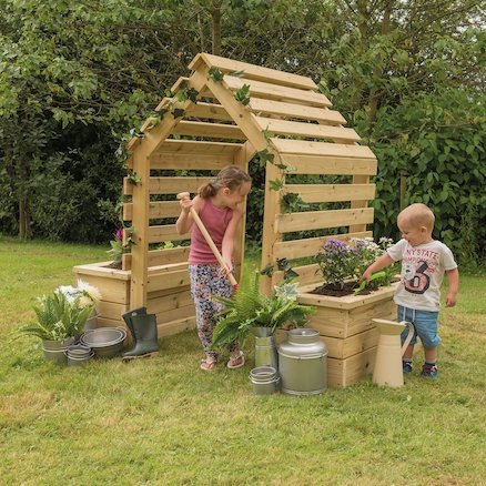 Outdoor Wooden Archway Planter, The Outdoor Wooden Archway Planter features two sturdy planting boxes and a slat archway, perfect for weaving materials or vine growth. This Outdoor Wooden Archway Planter would make a delightful entrance to any outdoor or school garden setting. Fill planters with soil and plant herbs, vegetables and more. Why not string fairy lights through the slats on the Outdoor Wooden Archway Planter to create an entrance to a magical land or hang pictures on the slats. Watch as vines sn