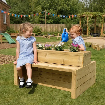 Outdoor Wooden Double-Sided Bench Planter-Outdoor Wooden Double-Sided Bench Planter
