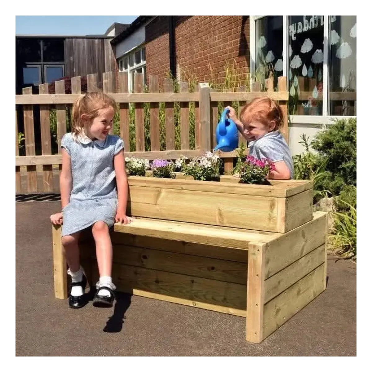 Outdoor Wooden Double-Sided Bench Planter-Outdoor Wooden Double-Sided Bench Planter
