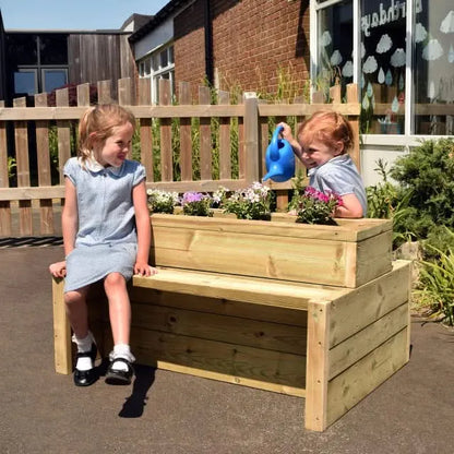 Outdoor Wooden Double-Sided Bench Planter-Outdoor Wooden Double-Sided Bench Planter
