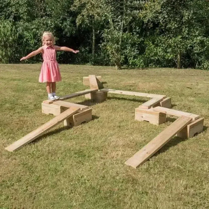 Outdoor Wooden Mini Adventure Trail 14pcs-Outdoor Wooden Mini Adventure Trail 14pcs