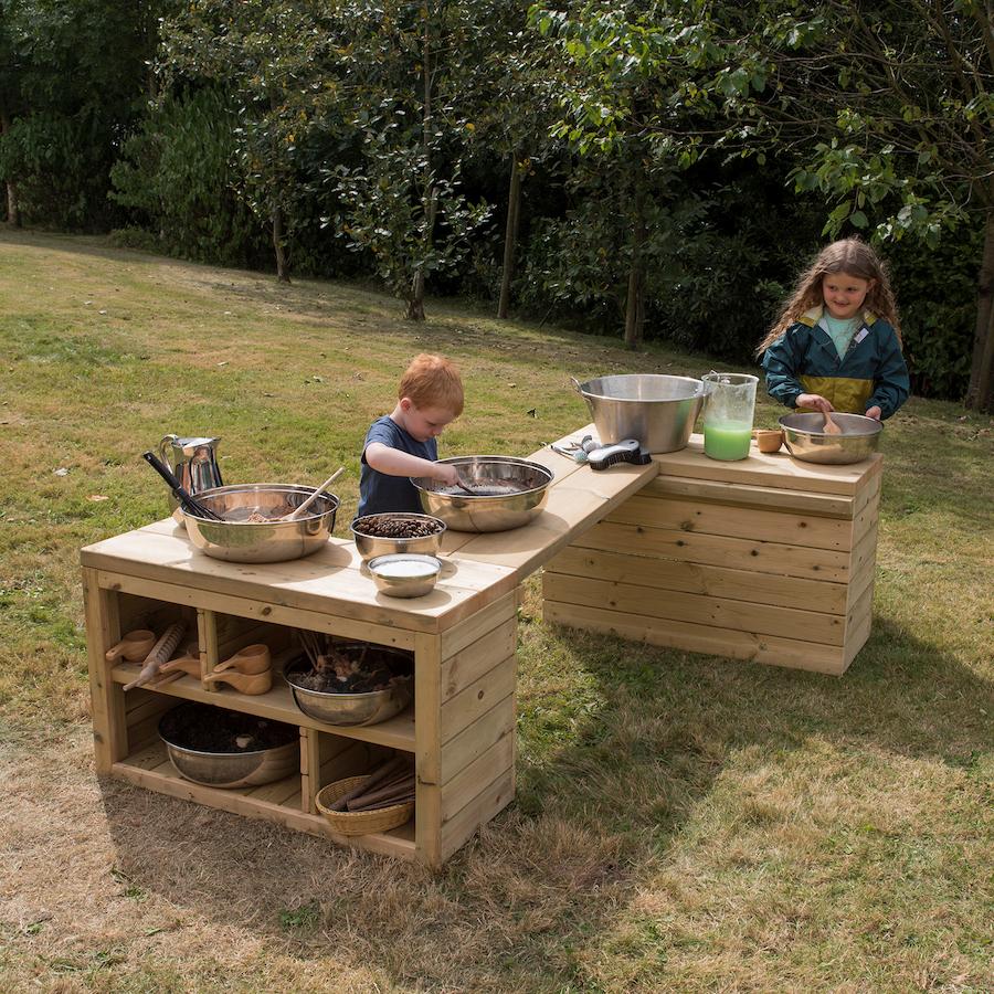 Outdoor Wooden Movable Multi Tables Unit, Create endless storage and play possibilities with this Outdoor Wooden Movable Multi Tables Unit. This Outdoor Wooden Movable Multi Tables Unit can be arranged in a multitude of ways. Use as a messy play bench, a shop counter, outdoor storage or an outdoor art station. The Outdoor Wooden Movable Multi Tables Unit is made from pre-treated Scandinavian Redwood which is guaranteed against rot and insect infestation for 10 years. Arrange to best fit your space and needs