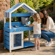 Outdoor Wooden Mud Kitchen with Sink and Accessories – Blue