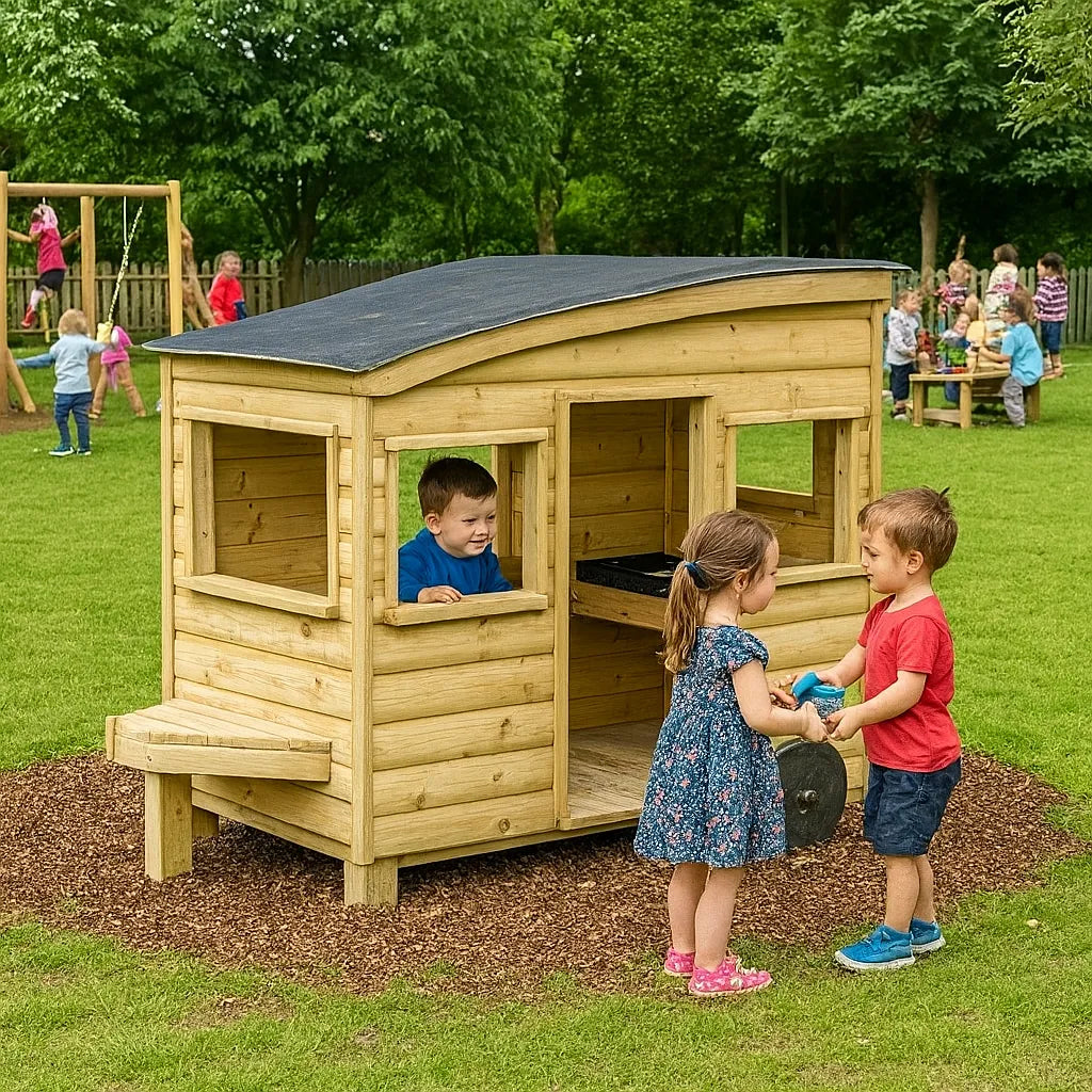 Outdoor Wooden Role Play Caravan-Outdoor Wooden Role Play Caravan
