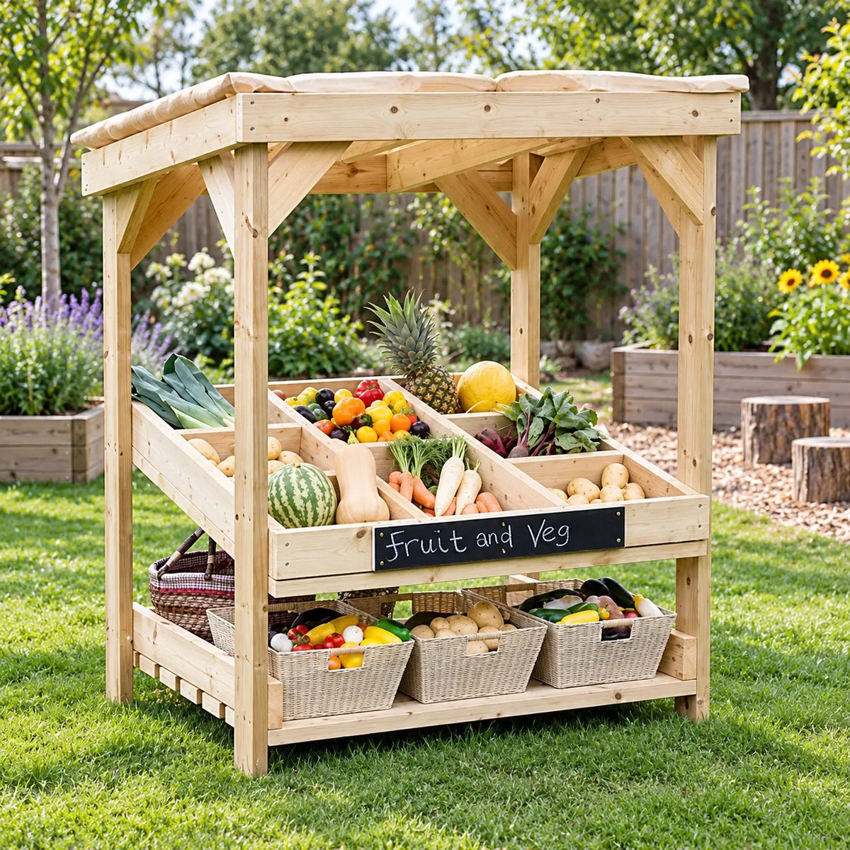 Outdoor Wooden Role Play Market Stall Unit-Outdoor Wooden Role Play Market Stall Unit