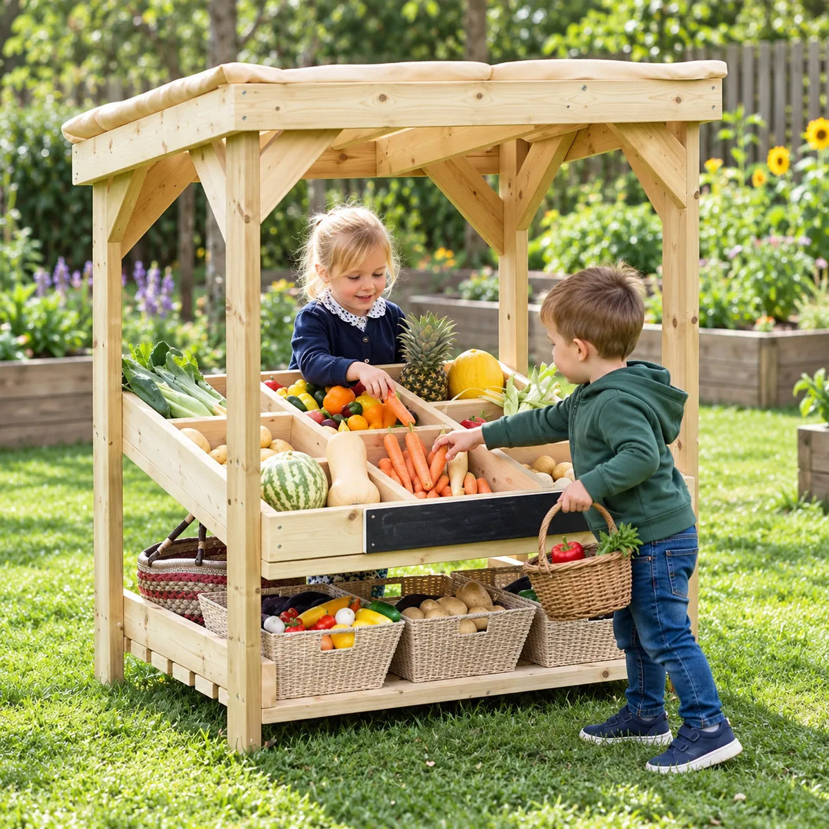 Outdoor Wooden Role Play Market Stall Unit-Outdoor Wooden Role Play Market Stall Unit
